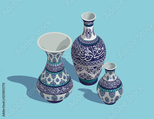 Islamic Vases decoration cultural ancient antique ornament traditional design