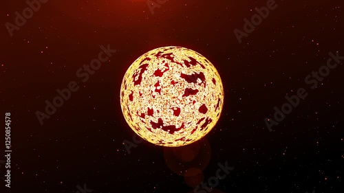 Glowing molten sun with cosmic sparks in deep space. A mesmerizing celestial scene perfect for sci-fi, astronomy, and futuristic creative projects.