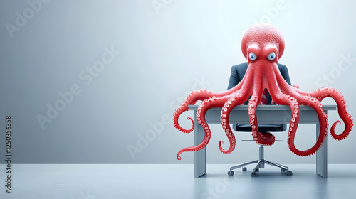 A suited octopus at a desk adds a whimsical touch to office culture