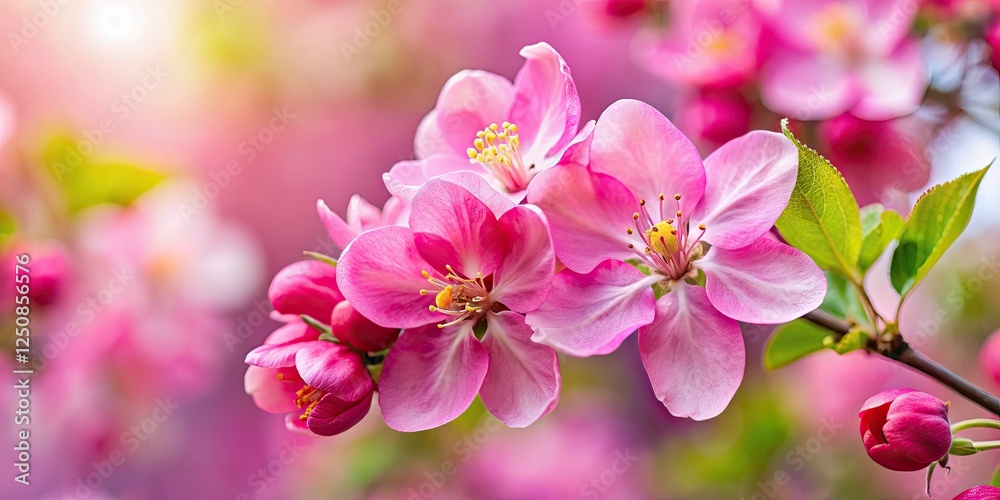 Delicate pink apple blossoms burst forth, springtime's vibrant macro detail. Delicate pink apple blossoms burst forth, springtime's vibrant macro detail.