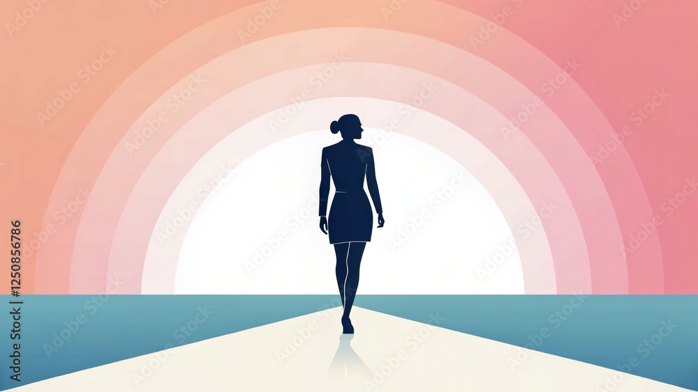 Faceless Female Figure Minimalist Gradient Background Faceless Female Figure Minimalist Gradient Background