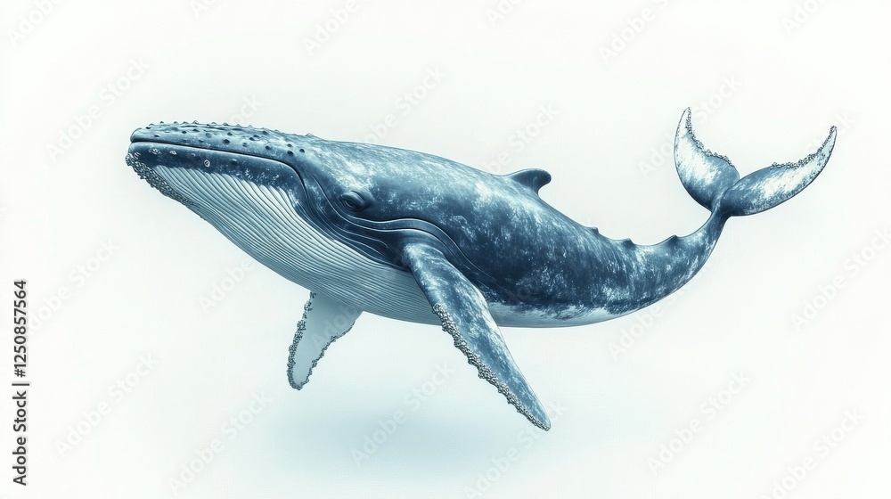 Fototapeta premium Whale cartoon illustration isolated on white background