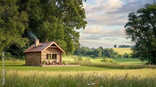 cabin, wood, log, field, nature, rural, landscape, tree, grassy, outdoors, scenery, home, building, architecture, country, tranquil, small, retreat, shelter, scenic, escape, peaceful, idyll, environme