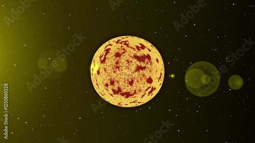 Glowing molten sun with cosmic sparks in deep space. A mesmerizing celestial scene perfect for sci-fi, astronomy, and futuristic creative projects.