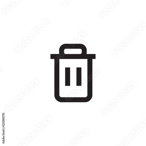 trash bin vector glyph flat liner illustration on white background