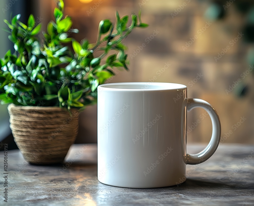 custom made wallpaper toronto digitalA white coffee mug mockup on a boho background with bokeh effect