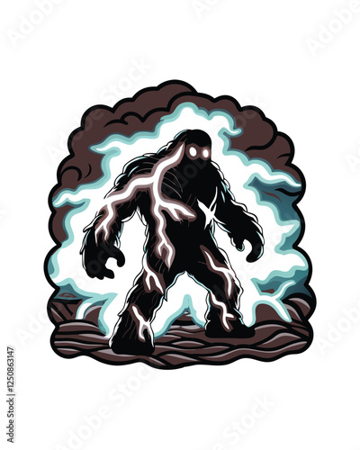 A terrifying, sentient electrical monster, crackling with blue and purple energy, glowing bright, with visible arcing electricity.