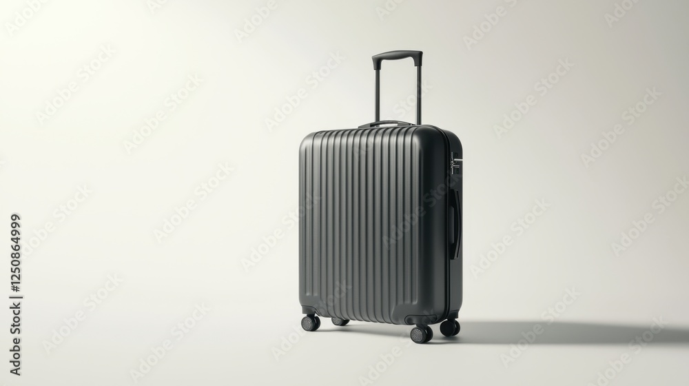 A sleek, modern black suitcase stands upright against a light background, showcasing its sturdy design and smooth wheels. A sleek, modern black suitcase stands upright against a light background, showcasing its sturdy design and smooth wheels.