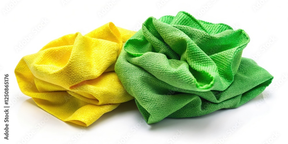 Green and yellow disinfectant wipes, isolated on white. Perfect for cleaning supply stock photos. Green and yellow disinfectant wipes, isolated on white. Perfect for cleaning supply stock photos.