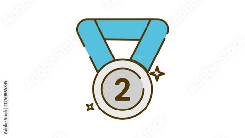 3rd A dynamic loop animation of a medal badge representing awarding, achievement, and recognition. Ideal for motion graphics, UI/UX