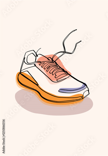Minimalist One Line Shoes Illustration with Light Color Accents