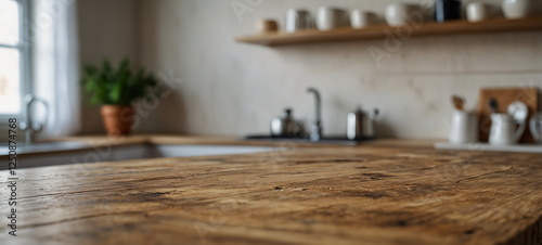 Wallpaper Mural Wooden table in kitchen with space for text Torontodigital.ca