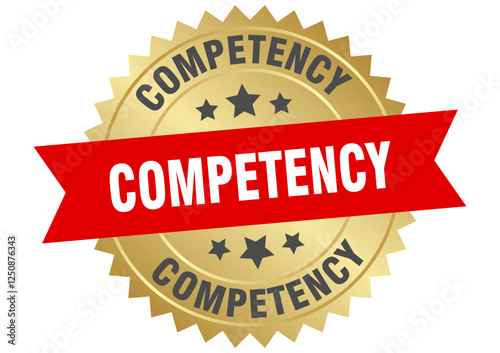 competency. competency round red and gold label isolated on transparent background