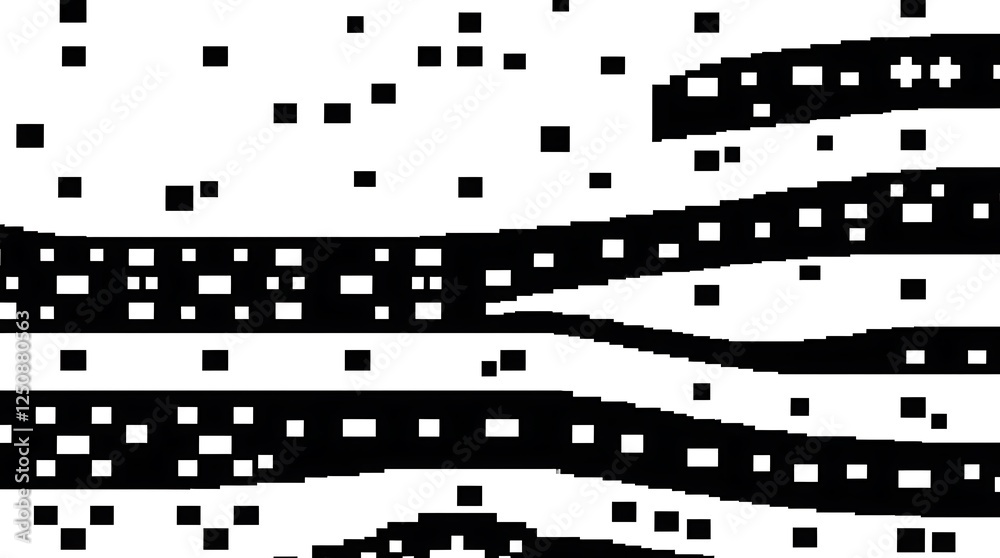 Abstract Monochrome Pattern: A striking abstract image featuring a dynamic interplay of black and white squares and lines, creating a mesmerizing visual texture. Abstract Monochrome Pattern: A striking abstract image featuring a dynamic interplay of black and white squares and lines, creating a mesmerizing visual texture.
