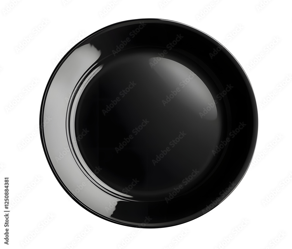 black plate flat top view isolated on transparent white background, clipping path, Png file. black plate flat top view isolated on transparent white background, clipping path, Png file.
