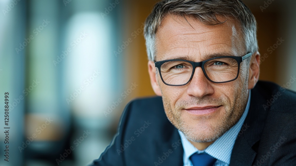 Portrait of a confident and successful business leader wearing a suit and tie with arms crossed conveying an air of authority and professionalism in a corporate office setting