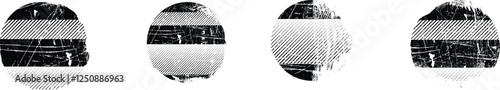 Vector rough edges badges set .Grunge set of textured black labels . Pack of vector stickers. Grunge circle stamps, insignias, labels, tags for your design. Grunge textured black vector rubber stamps