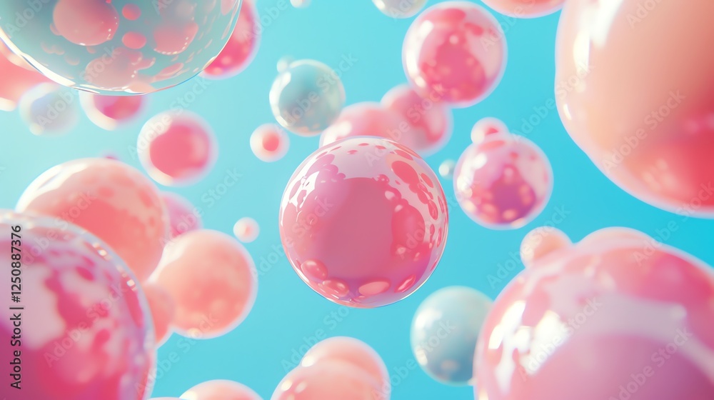 Abstract background with pink and blue spheres. Abstract background with pink and blue spheres.