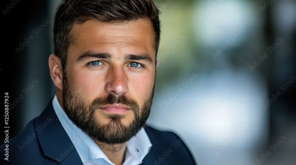 Portrait of a Confident and Focused Businessman Dressed in a Formal Suit Exuding an Air of Authority and Professionalism
