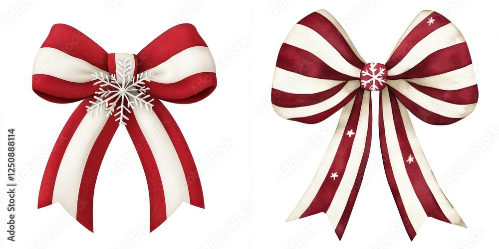 Elegant red and white holiday bows. Elegant red and white holiday bows.