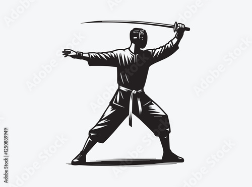 Martial Artist Practicing Arnis with Sticks in Silhouette Form