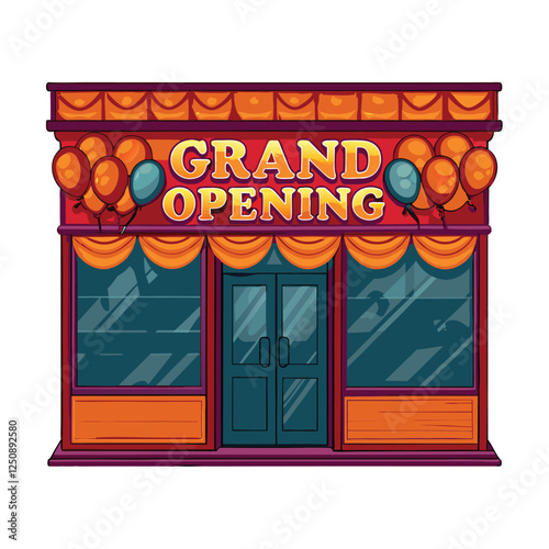 Design a grand, bold storefront vector illustration; showcasing creative architectural details and luxurious elements.