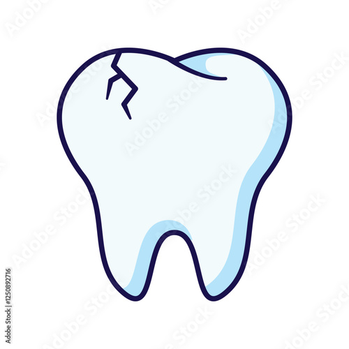 A minimalistic outline icon of a crack tooth dental Ideal for medical, healthcare, and dentistry-related designs