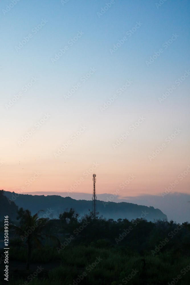 morning sunrise with the tower in the middle morning sunrise with the tower in the middle
