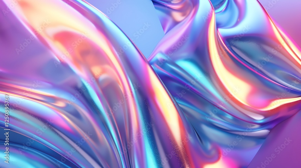 Abstract background of a colorful, flowing, iridescent surface. Abstract background of a colorful, flowing, iridescent surface.