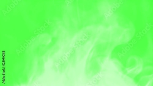 Steam Slowly Curls Over Hot Food. Chroma key. White Steam rises from a large pot that is behind the scenes. Green background