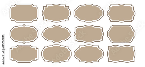 Ornamental label frames. set of luxury vintage frames, collection of retro labels, Royal wedding insignia, sale sticker or invitation card. Isolated vector symbols