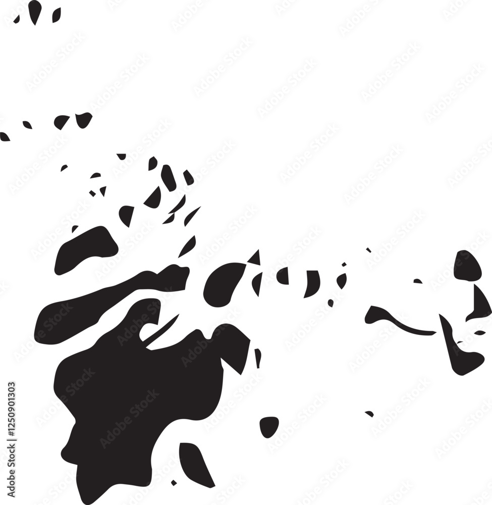 Abstract black-and-white illustration with chaotic spots and patterns Abstract black-and-white illustration with chaotic spots and patterns