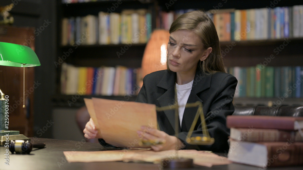 Female Lawyer Reading Court Orders in Office