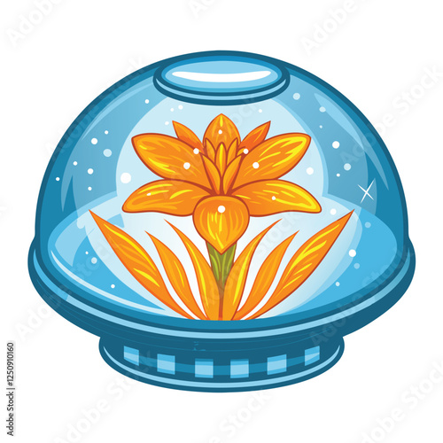 Create a vibrant vector illustration of a bioengineered plant emitting a soft, ethereal glow, showcasing intricate details of its modified structure.