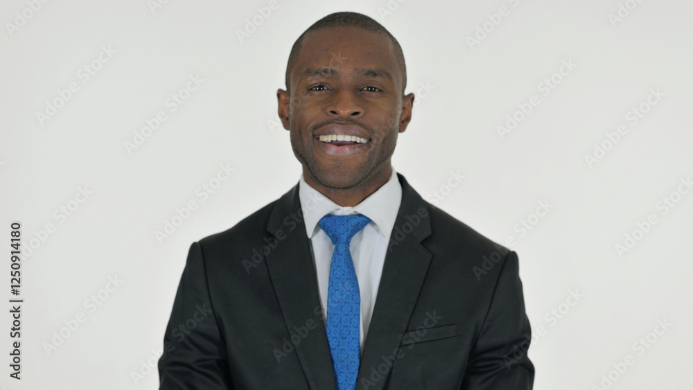 Portrait of Smiling African Businessman on White Background Portrait of Smiling African Businessman on White Background