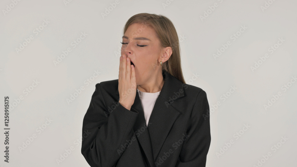 Portrait of Yawning Businesswoman on White Background Portrait of Yawning Businesswoman on White Background