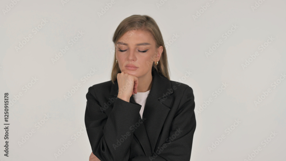 Portrait of Sleeping Businesswoman on White Background Portrait of Sleeping Businesswoman on White Background