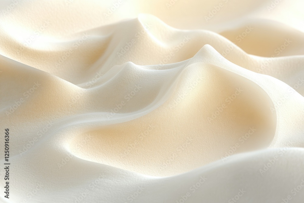 Obraz premium Abstract image of soft, creamy, undulating beige surface resembling whipped cream or clouds.