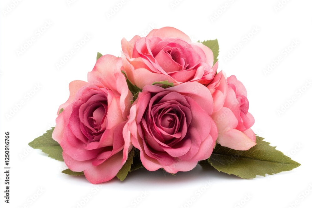 Close up of bright pink roses on a clean white background, perfect for wedding or romantic themes Close up of bright pink roses on a clean white background, perfect for wedding or romantic themes