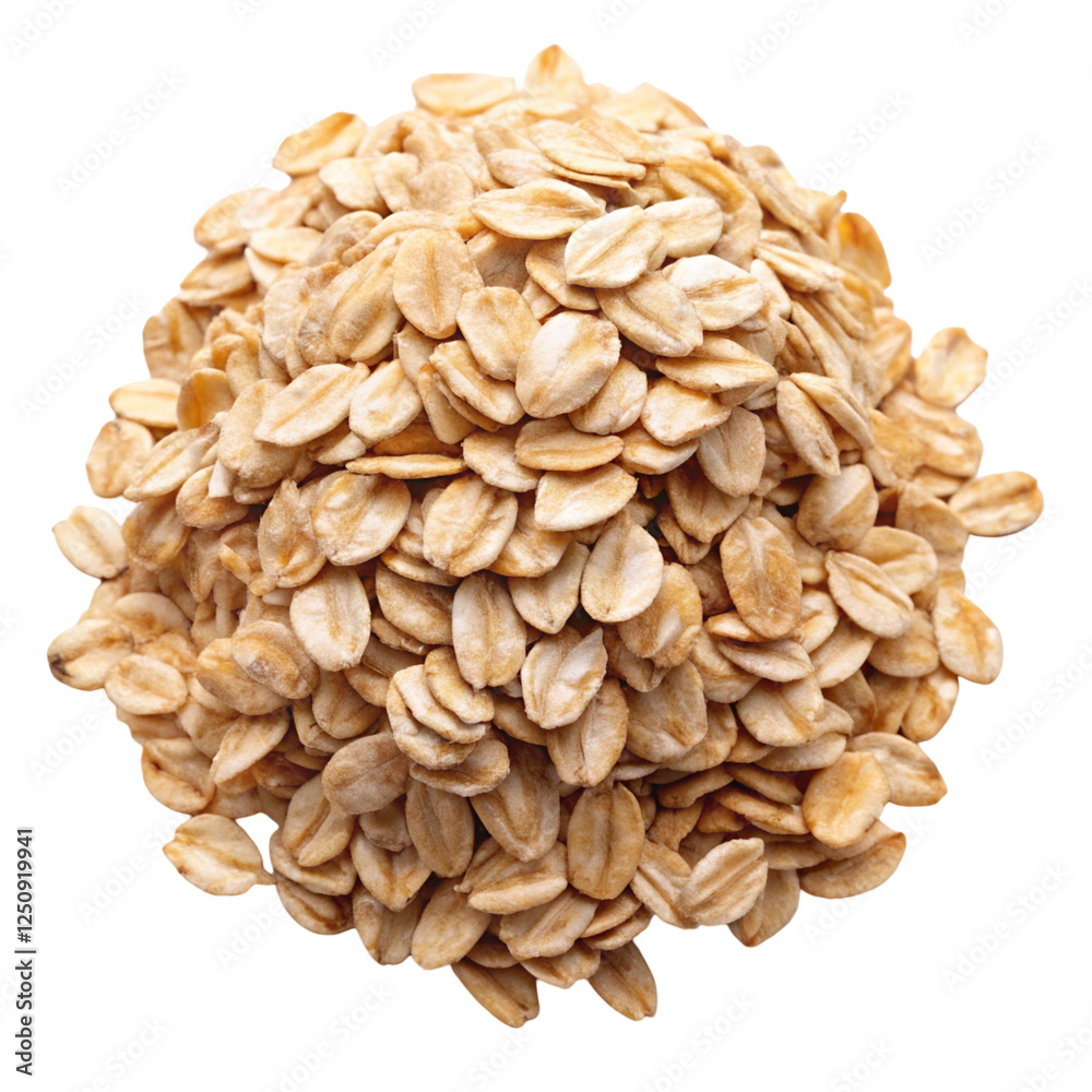 Oat Flakes Isolated on White Background, Nutritious and Wholesome