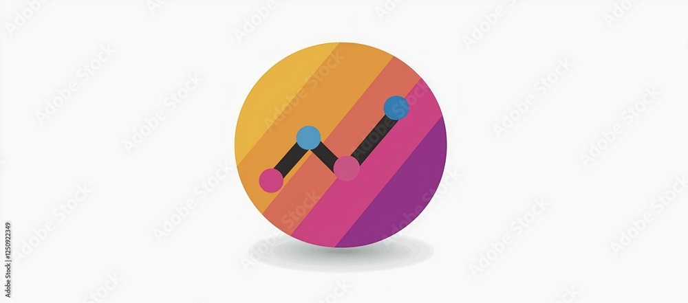 Upward trend graph, colorful circle, data growth Upward trend graph, colorful circle, data growth