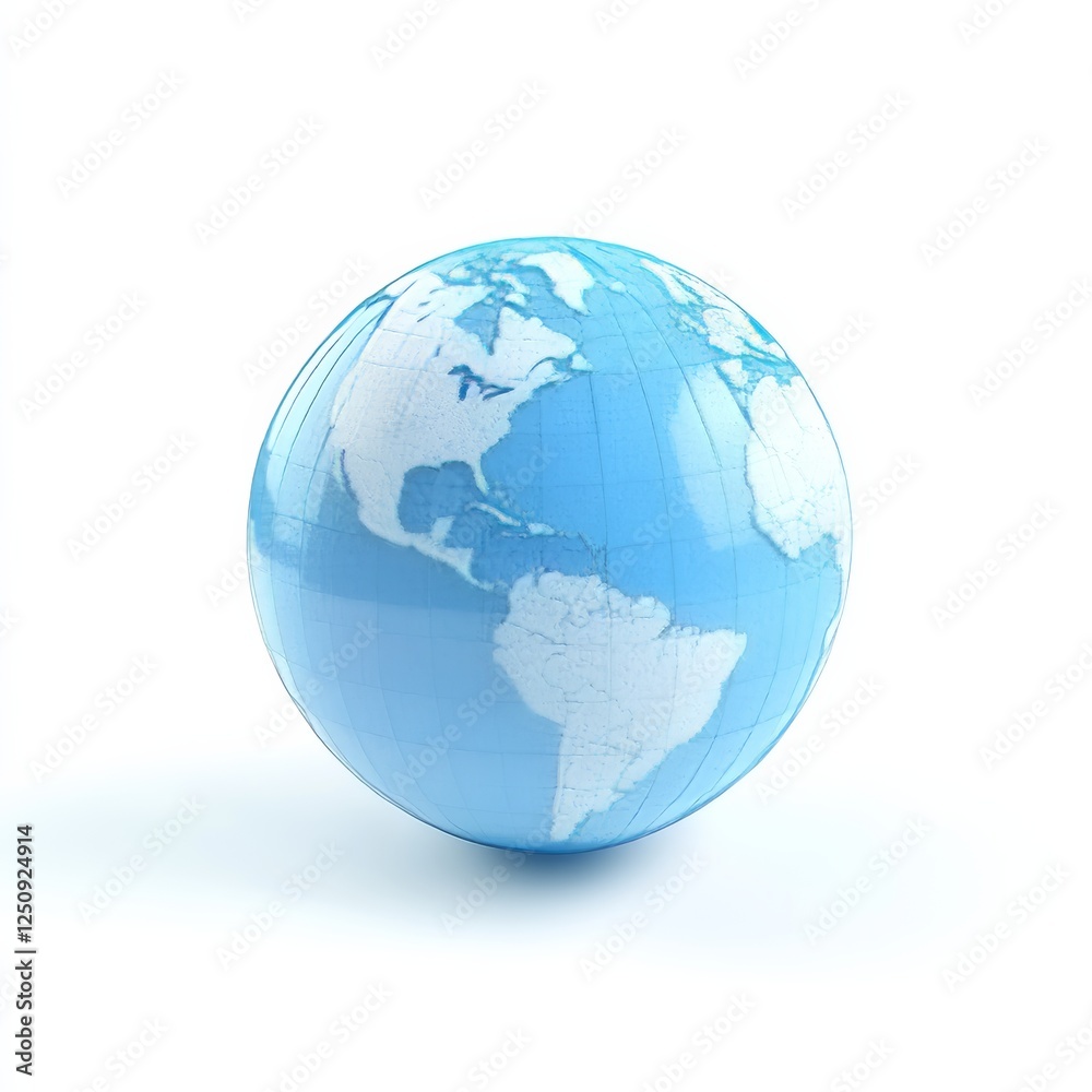 A high-quality 3D render of a global icon, featuring a sleek, spherical Earth with meridians A high-quality 3D render of a global icon, featuring a sleek, spherical Earth with meridians
