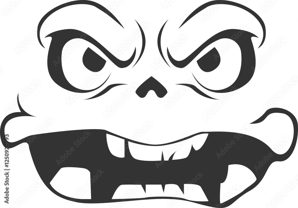 Angry Monster Face Cartoon Illustration Angry Monster Face Cartoon Illustration