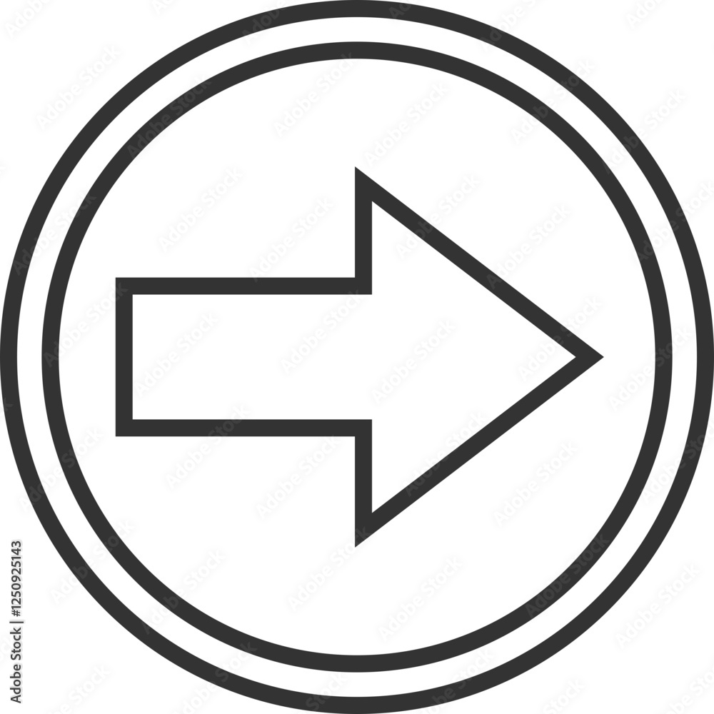 Right Arrow in Double Circle Outline Icon Right Arrow in Double Circle Outline Icon