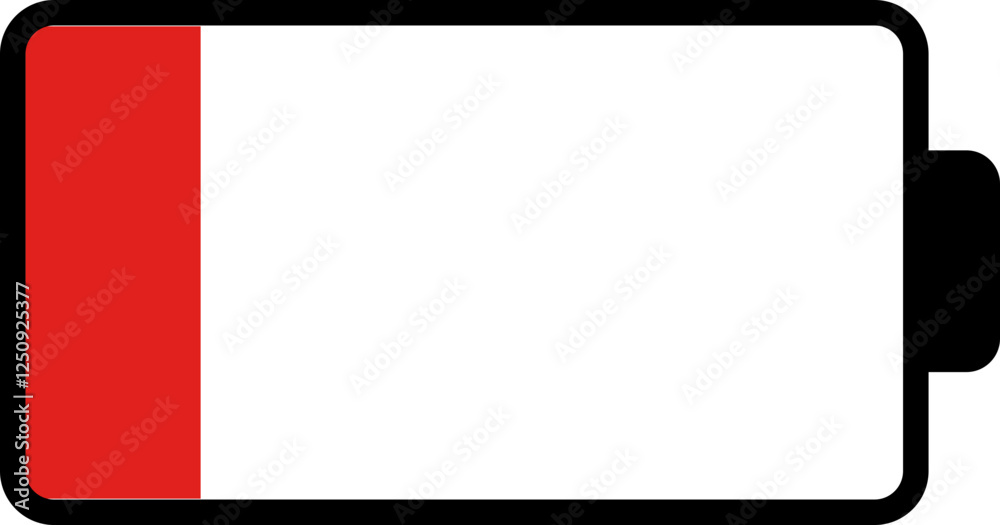 Low Battery Icon with Red Indicator Low Battery Icon with Red Indicator