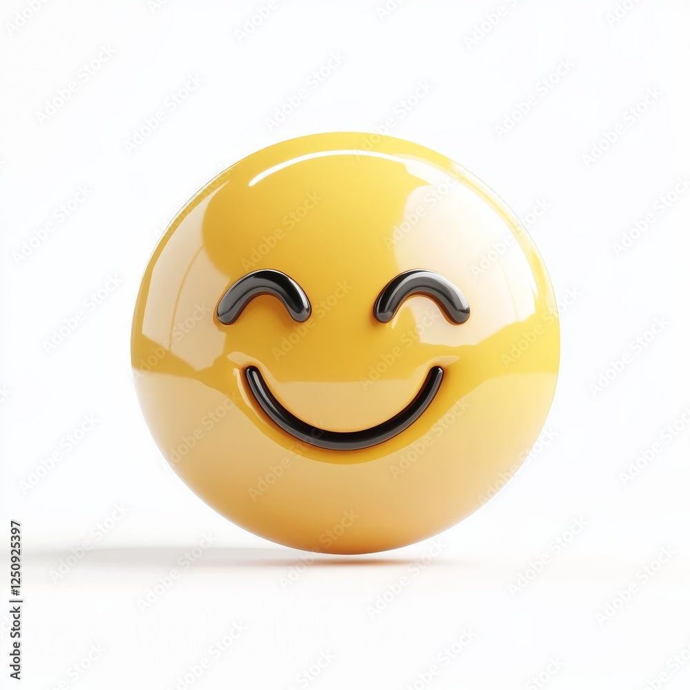 A 3D rendered happy icon symbolizing joy and positivity, displayed a white background. A 3D rendered happy icon symbolizing joy and positivity, displayed a white background.