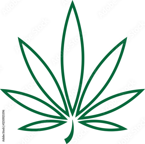 Green Cannabis Leaf Outline Icon