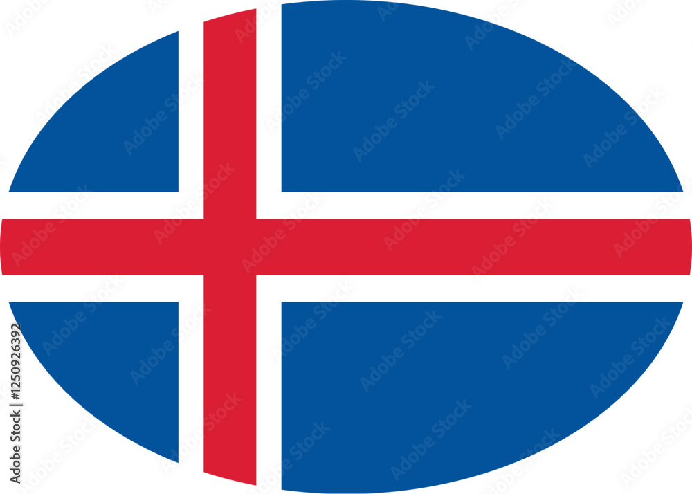 Obraz premium Icelandic Flag Oval Icon