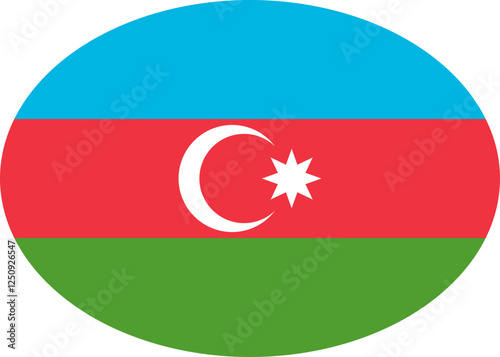 Azerbaijan Flag Icon in Oval Shape