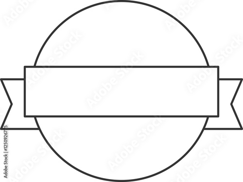 Circular Badge Outline with Banner Ribbon